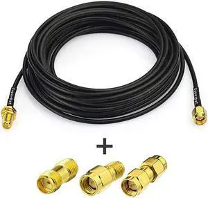 RF coaxial SMA Male to SMA Female Bulkhead RG174 15ft Cable + 3pcs RF Coax SMA Adapter Kit for SDR Equipment Antenna Ham Radio3G 4G LTE AntennaADSBGPS and etc