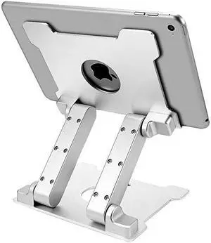 Quality Tablet StandAdjustable Foldabele EyeLevel Aluminum Solid Up to 15in Tablets Holder for Microsoft Surface Series TabletsiPad SeriesSamsung Galaxy Tabs Kindle FireEtcSilver