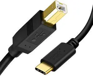 USB C to USB B Printer Cable 6.6 Feet, USB C Printer Cable Compatible with MacBook Pro, HP, Canon, Brother, Samsung Printers etc, 2M/ Black