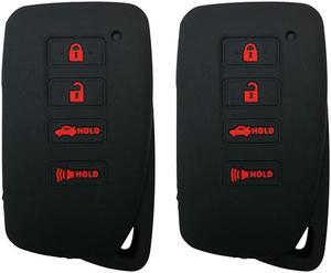 2Pcs Rubber 4buttons Smart Key Fob Full Protector Remote Skin Cover Case Keyless Jacket for Lexus 2018 NX300h 20182013 ES350 GS350 20162013 GS300h GS450h Black