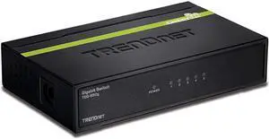5-Port Unmanaged Gigabit GREENnet Desktop Metal Switch, Ethernet-Network Switch, 5 x Gigabit Ports, Fanless, 10 Gbps Switching Fabric, Lifetime Protection, Black, TEG-S50g