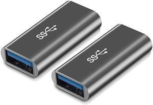 USB 30 Adapter2Pack Aluminum Type A Female to Female Connector Converter AdapterUSB 30 Coupler Female to Female Adapter Grey