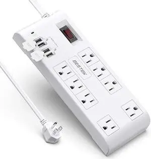 8Outlet 6 Feet Extension Cord Power Strip with USB 15A 1875W Surge Protector with 5V 42A 4 USB Charging Port Desktop Charging Station600JouleUltraCompact Wide Spaced Outlet for Large Plug
