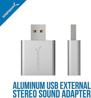 Aluminum USB External Stereo Sound Adapter for Windows and Mac Plug and Play No Drivers Needed Silver AUEMAC