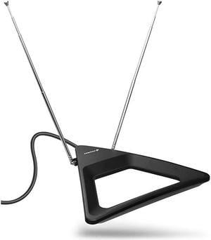 HDTV Antenna 2540 Miles Range Indoor Rabbit Ear TV Antenna Retractable Dipoles Wall Mountable or Tabletop with 5FT Cable Support 4K Ready ATSC 30 UHF VHF 1080p Free TV Channel