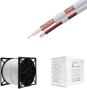 White Bulk Siamese RG59U Cable 20AWG + 182AWG 95 Shielding CCTV Video Wire White 500