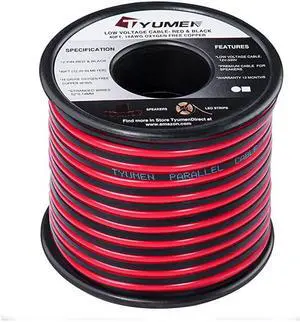 40 Feet 18 AWG Gauge 2 Conductor Stranded Red Black Car Home Stereo Speaker Audio Cable Electrical Hookup Wire - 99.95% Oxygen Free Copper Wires