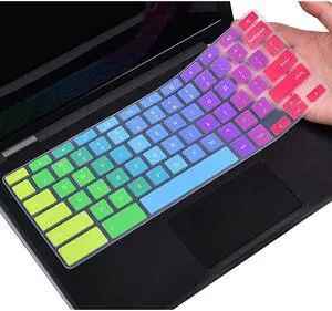 Keyboard Cover for Dell 11.6 Chromebook 3100 / Dell Chromebook 11 3120 3180 3181 3189 5190 P22T 11.6" / Dell Chromebook 13 3380 13.3" Protective Skin, Dell Chromebook Accessories, Rainbow