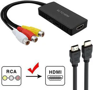 RCA to HDMI Converter  Composite to HDMI Adapter Support 1080P PALNTSC Compatible with WII WII U PS one PS2 PS3 STB Xbox VHS VCR BlueRay DVDHDM Capture Card RCA TO HDMI Converter