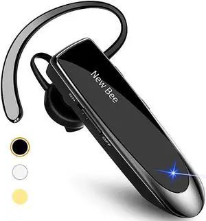 Bluetooth Earpiece V5.0 Wireless Handsfree Headset with Microphone 24 Hrs Driving Headset 60 Days Standby Time for iPhone Android Samsung Laptop Trucker Driver (Black)