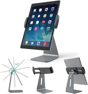 Tablet Holder Stand Compatible 2020 iPad Pro 360° Rotatable Aluminum Alloy Desktop Holder Tablet Stand Compatible Samsung Galaxy Tab ProS iPad Pro105 97quot 129 iPad Air Surface Pro4 Gray