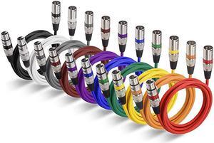 6 Ft XLR Cable 10Pack 6ft Short XLR Microphone Mic Patch Cable MultiColored  3Pin Balanced XLR Male to XLR Female