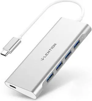 USB C Hub with 4 USB 30 Ports and Type C Charging Adapter Compatible 20202016 MacBook Pro 131516 New Mac Air New Surface Chromebook More CBC31 Silver