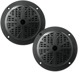 525 Inch Dual Marine Speakers 2 Way Waterproof and Weather Resistant Outdoor Audio Stereo Sound System with 100 Watt Power Polyprone Cone and Cloth Surround 1 Pair PLMR51B Black