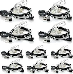 Walkie Talkies Earpiece with Mic 2 Pin Acoustic Tube Headset for Baofeng UV5R  H777 RT1 RT21 RT22 Arcshell AR5 2 Way Radio 10 Pack