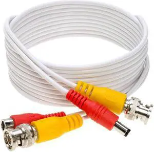 White Premade BNC Video Power CableWire for Security Camera CCTV DVR Surveillance System Plug amp Play White 20