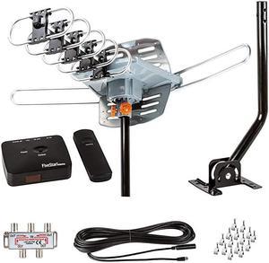 HDTV Antenna Digital Outdoor Antenna 150 Miles Range360 Degree Rotation Wireless RemoteSnapOn Installation Support 5 TVs with Installation kit and Mounting Pole