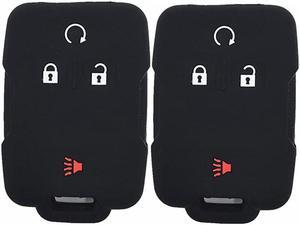 A Pair Black Silicone Rubber Key Fob Case Key Covers Keyless Remote Jacket Skin Protector fit for Silverado Colorado GMC Sierra Yukon Cadillac