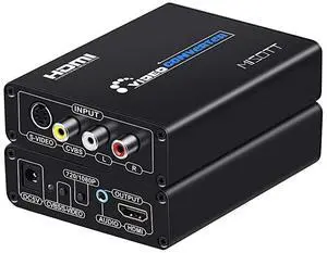 RCA Svideo to HDMI Converter 3RCA Composite CVBS AV or Svideo and RL Audio Input to HDMI Output Upscale Converter Supports 720P 1080P Output Switch for N64 PS2 Wii DVD RCA Svideo to HDMI Converter 3RCA Composite CVBS AV or Svideo and RL Audio Input to HDMI Output Upscale Converter Supports 720P 1080P Output Switch for N64 PS2 Wii DVD