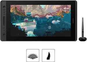 KAMVAS Pro 16 Graphic Drawing Tablet with Screen Full-Laminated Graphics Monitor Pen Display with Battery-Free Stylus Tilt 8192 Pressure Sensitivity 6 Express Keys Touch Bar-15.6inch Pen Tablet