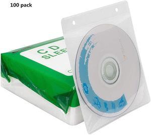CDDVDBluRay SleevesDoubleSided Refill Plastic Sleeve for CD and DVD Storage Binders100 Pack White1