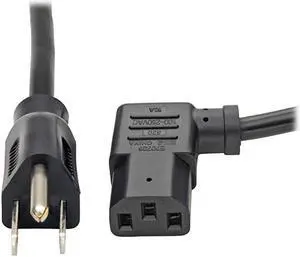Standard Computer Power Cord 10A18AWG NEMA 515P to Left Angle IEC320C13 6ftP00600613LABlack