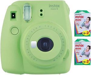 instax Mini 9 Instant Film Camera (Blush Pink with Clear Accents) with 2 Twin Film Packs Bundle (2 Items)