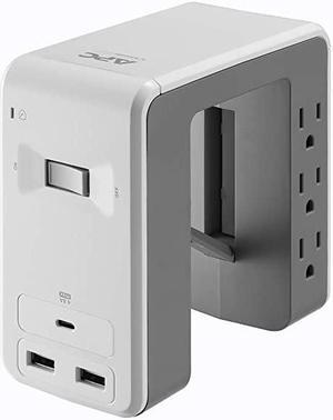 Desk Mount Power Station PE6U21W UShaped Surge Protector with USB Ports 3 Desk Clamp 6 Outlet 1080 Joules