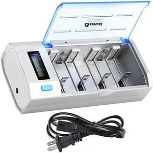 LCD Universal Battery Charger for AA AAA C D 9V NiMH NiCD Rechargeable Batteries with Discharge Function
