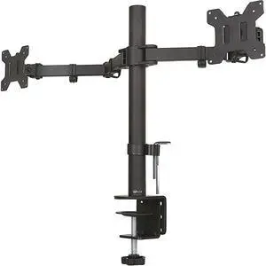 Dual LCD Monitor Fully Adjustable Desk Mount Stand Fits 2 Screens up to 27 inch 22 lbs Weight Capacity per Arm M002 Black
