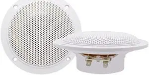4 Inches  Waterproof Marine Ceiling Speakers with 160 Watts Power Handling for Kitchen Bathroom Boat Car RV Camper Motorcycle Cloth Surround and Low Profile Design 1 Pair White