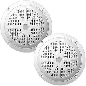 525 Inch Dual Marine Speakers 2 Way Waterproof and Weather Resistant Outdoor Audio Stereo Sound System with 100 Watt Power Polyprone Cone and Cloth Surround 1 Pair PLMR51W White