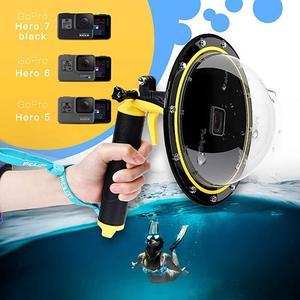 Gopro Dome Port Underwater 6 inches GoPro Diving Dome Port with Waterproof Cover Case + Floating Bobber Handle + Trigger for GoPro 765 Black