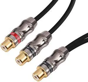 RCA/Phono Y-Cable, RCA Female Jack to 2 RCA Female Jack Adapter, Video/Audio Y Splitter Cable, 10"(25 cm)