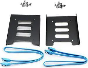 2 Pack 25 to 35 SSD HDD Hard Disk Drive Bays Holder Metal Mounting Bracket Adapter for PC Bracket + Blue Sata III Cables 2 Pack 25 to 35 SSD HDD Hard Disk Drive Bays Holder Metal Mounting Bracket Adapter for PC Bracket + Blue Sata III Cables
