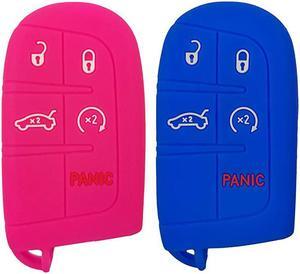 2Pcs Key Fob Remote Cover Protector Skin Jacket for Jeep Grand Cherokee Dodge Challenger Charger Dart Durango Journey Chrysler 300