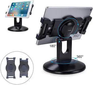 Retail Kiosk iPad Stand 360° Rotating Commercial Tablet Stand 6135 iPad Mini Pro Business Tablet Holder Swivel Design for Store POS Office Showcase Reception Kitchen Desktop Black