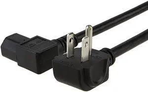 6 Feet 18 AWG Universal Power Cord for NEMA 515P Angle Type to IEC320 C13 Angle Type Cable 18M Black