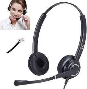 Phone Headset for Office Landline Phones Call Center Telephone Headset with Noise Cancelling Microphone for Plantronics T10 Avaya 1408 Aastra Fanvil Polycom Nortel Gigaset 3Com etc