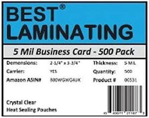 Laminating 5 Mil Business Card Therm Laminating Pouches 214 x 334 500 Pack