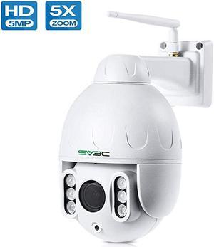 PTZ WiFi Outdoor Camera,  5MP Super HD 355 ° 5X Optical Zoom Outdoor Security Cam, 196ft Night Vision, Humanoid Detection, 2 Way Audio, IP66 Waterproof, Work with NVR Blueiris,128GB SD Card Slot