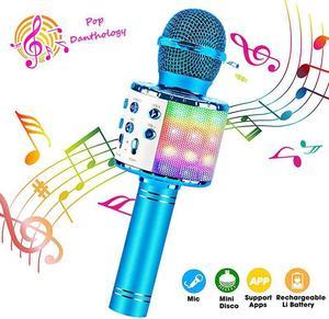 Bluetooth Karaoke Microphone 4 in 1 Wireless Microphone Handheld Portable Karaoke Machine Home KTV Player Compatible with Android amp iOS DevicesBlue