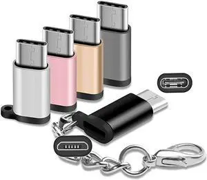 USB Type C Adapter 5 Pack Micro USB Female to USB C Male Converter Android Charger Cable Connector with Keychain Fit Samsung Galaxy S10 S9 S8 Plus S9+ Note 9 8 LG V40 V30 V20 G7 G6 G5 Moto Z3