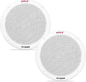 65 Inch Dual Marine Speakers 2 Way Waterproof and Weather Resistant Outdoor Audio Stereo Sound System with 400 Watt Power Polyprone Cone and Butyl Rubber Surround 1 Pair PLMR605W White