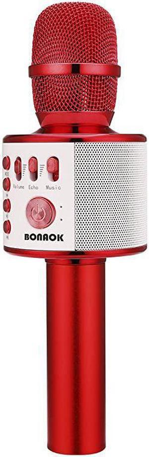 Wireless Bluetooth Karaoke Microphone,3-in-1 Portable Handheld Mic Speaker Machine Birthday Home Party for PC or All Smartphone(Q37 Red)