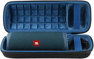 Hard Travel Case Replacement for JBL FLIP 5 Waterproof Portable Bluetooth Speaker Black Case  Inside Blue