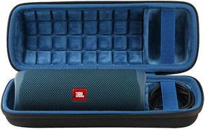 Hard Travel Case Replacement for JBL FLIP 5 Waterproof Portable Bluetooth Speaker Black Case + Inside Blue