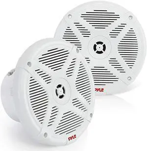 65 Inch Bluetooth Marine Speakers 2way IPX4 Waterproof and Weather Resistant Outdoor Audio Dual Stereo Sound System with 600 Watt Power and Low Profile Design 1 Pair  PLMRBT65W White