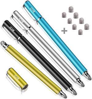 New 5mm HighSensivity Fiber Tip Capacitive Stylus Dualtip Universal Touchscreen Pen for All Tablets Cell Phones with 8 Extra Replaceable Fiber Tips 4 Pcs BlackAquaSilverYellow