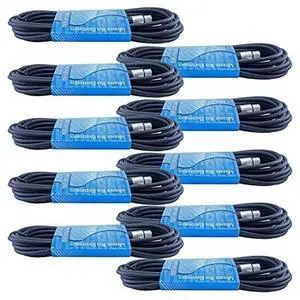 Pack of 25 Foot Male to Female 3 Pin XLR Microphone Audio Cables